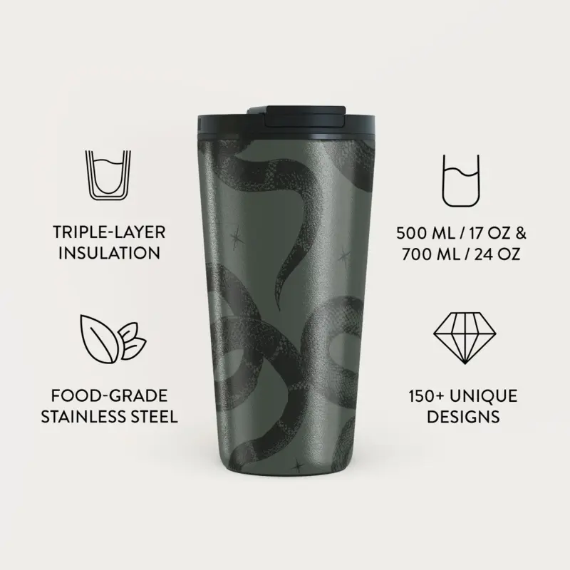 Burga Poison - Travel Mug 500ml with Flap & Straw Set - 2974760