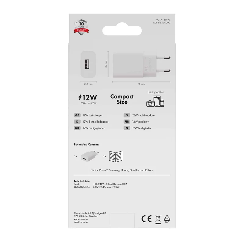 X2O 12W Home Charger USB-A White - 3401000