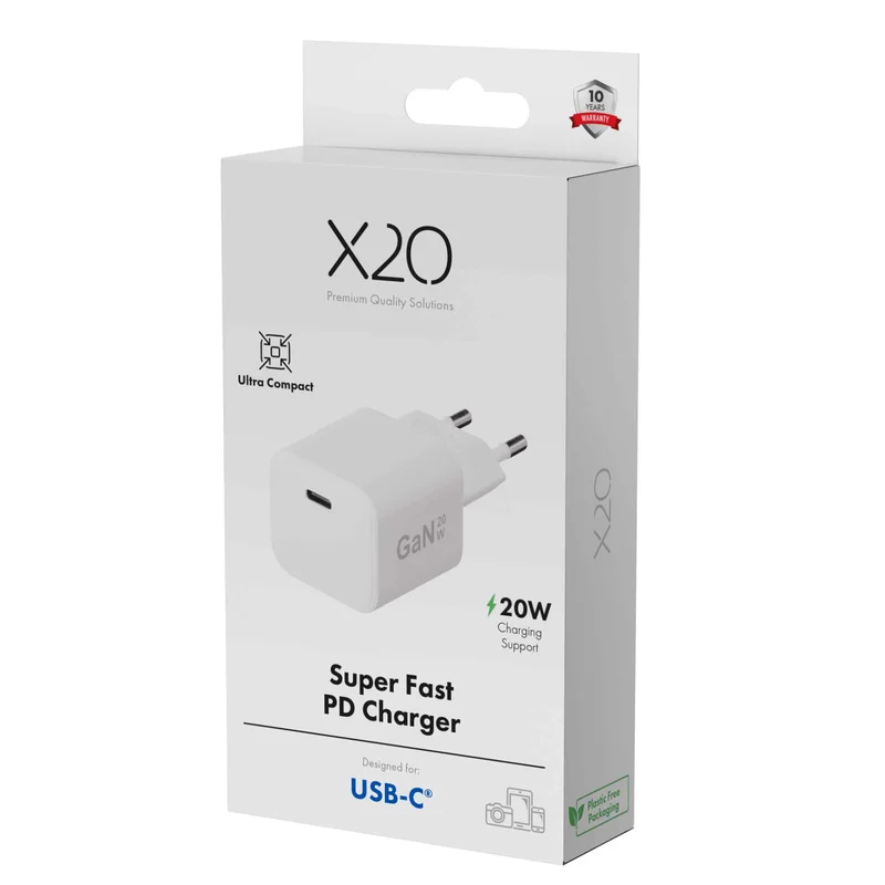 X2O 20W Home Charger USB-C GaN White - 3401002