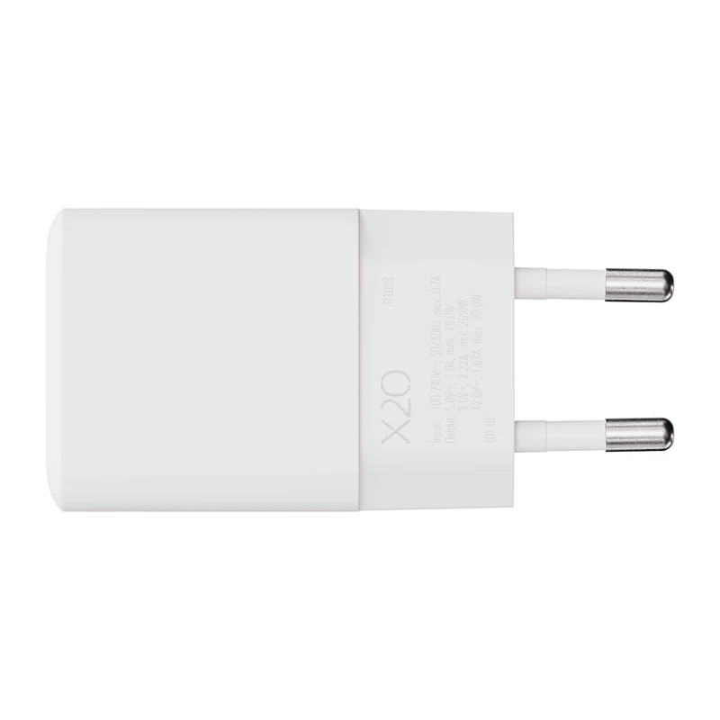 X2O 20W Home Charger Set USB-C w. 1.2m cable GaN White - 3401003