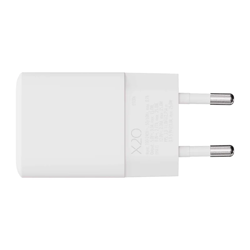 X2O 25W Home Charger Set USB-C w. 1.2m cable GaN White - 3401006