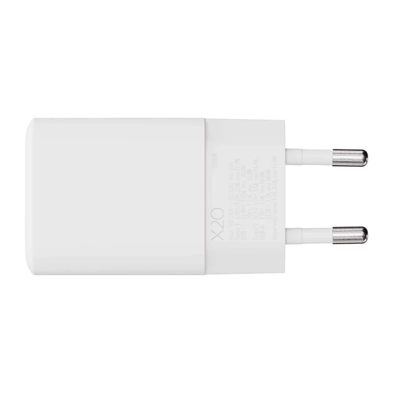 X2O 35W Dual Home Charger Set USB-C/A w. 1.2m cable GaN White - 3401008