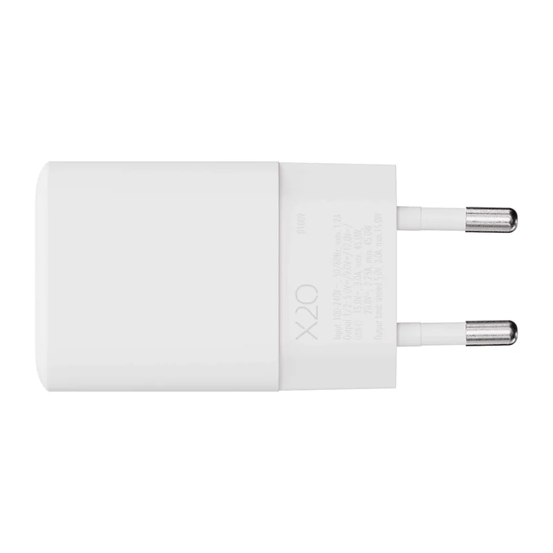 X2O 45W Dual Home Charger USB-C/C GaN White - 3401009