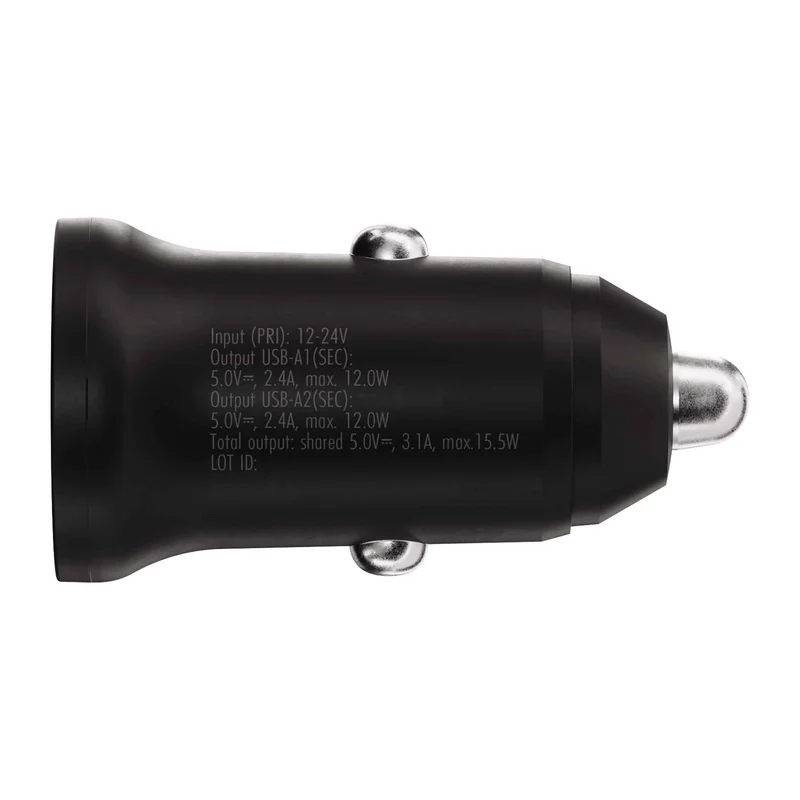 X2O 2x12W Dual Car Charger USB-A/A Black - 3401012