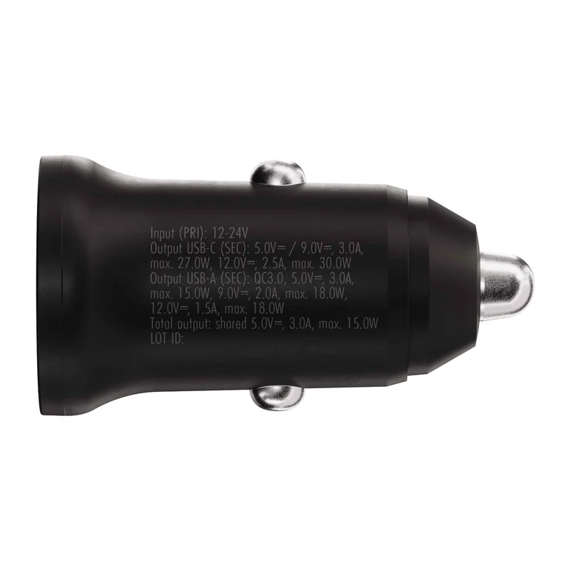 X2O 30W Dual Car Charger USB-C/A Black - 3401013