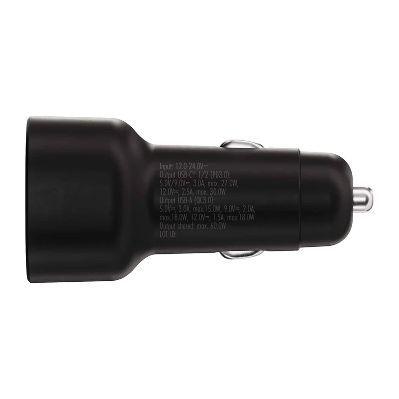X2O 60W Tripple Car Charger USB-C/C/A Black - 3401014