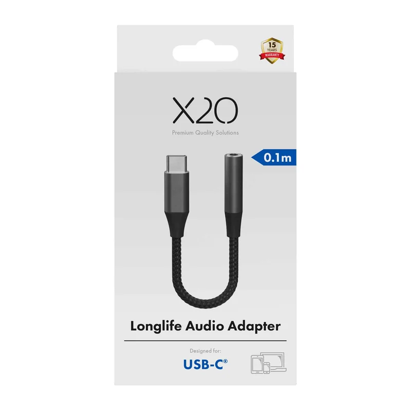 X2O Longlife USB-C Audio Adapter USB-C/3.5mm 0.1m Black - 3401016