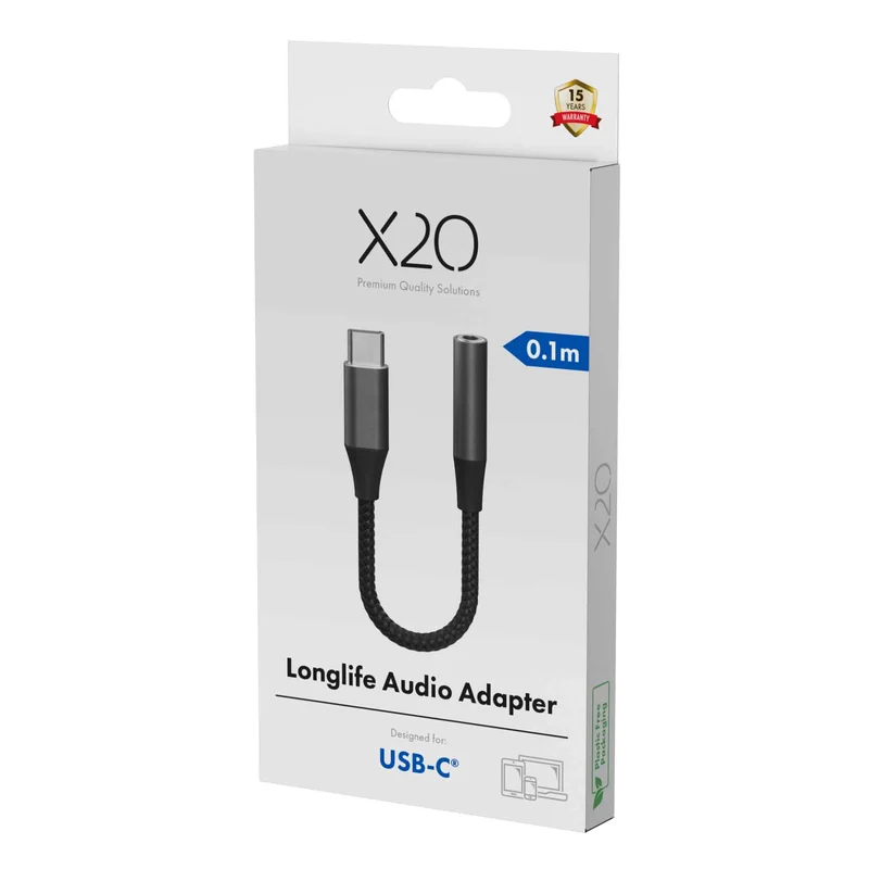 X2O Longlife USB-C Audio Adapter USB-C/3.5mm 0.1m Black - 3401016