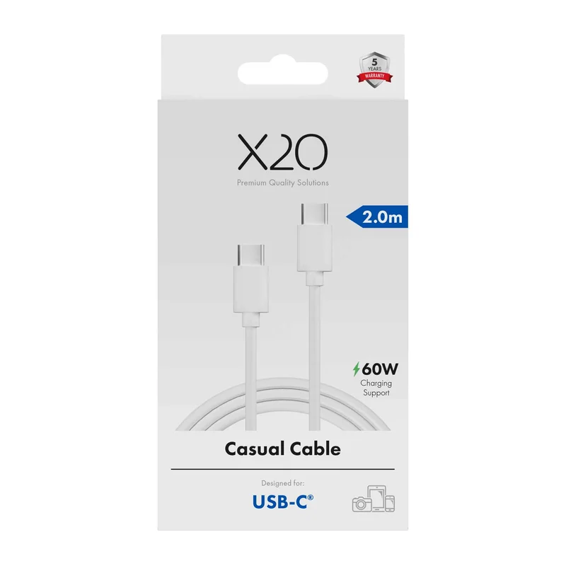 X2O Basic 60W USB-C/C cable 2m White - 3401019