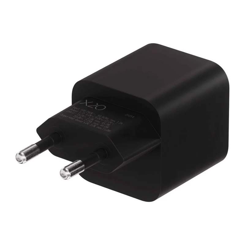 X2O 45W Dual Home Charger USB-C/C GaN Black - 3401054
