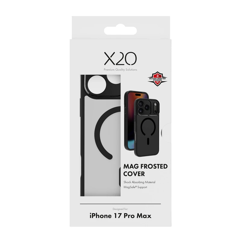X2O Mag Frosted Cover Apple iPhone 17 Pro Max Semi-Transparent/Black - 3410005
