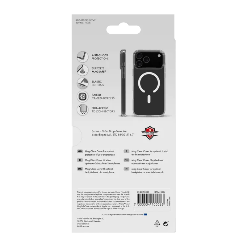 X2O Mag Clear Cover Apple iPhone 17 Pro Max Transparent - 3410006