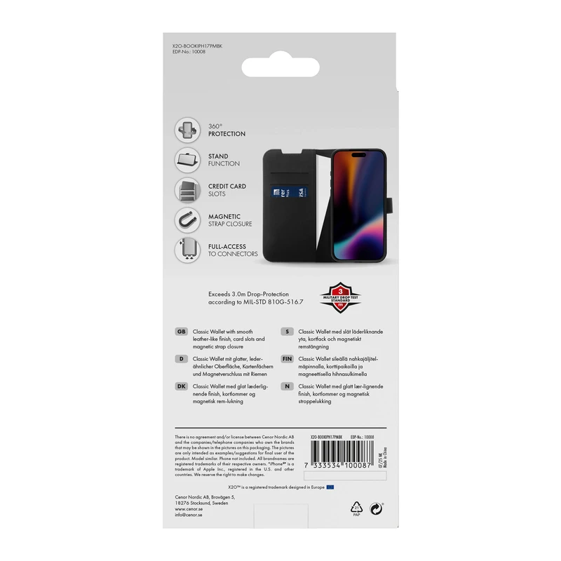 X2O Classic Wallet Apple iPhone 17 Pro Max Black - 3410008