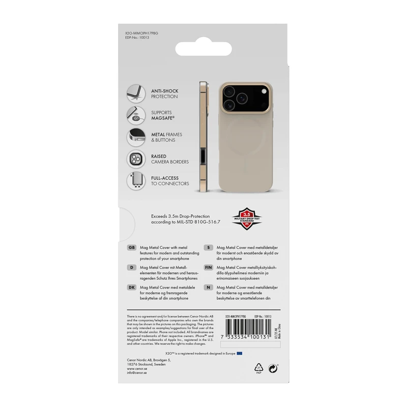 X2O Mag Metal Cover Apple iPhone 17 Pro Beige/Gold - 3410013