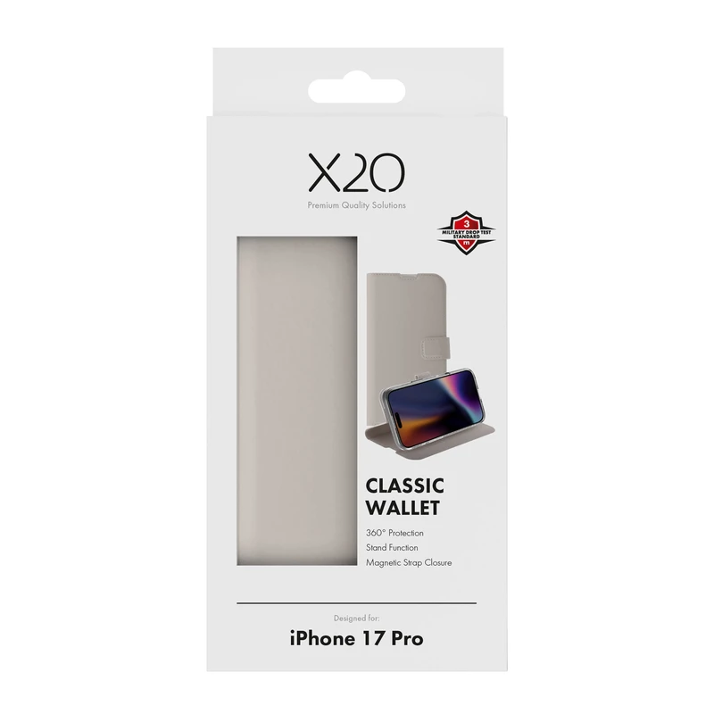 X2O Classic Wallet Apple iPhone 17 Pro Greige - 3410018