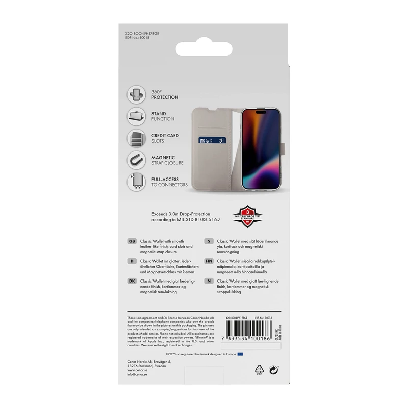 X2O Classic Wallet Apple iPhone 17 Pro Greige - 3410018