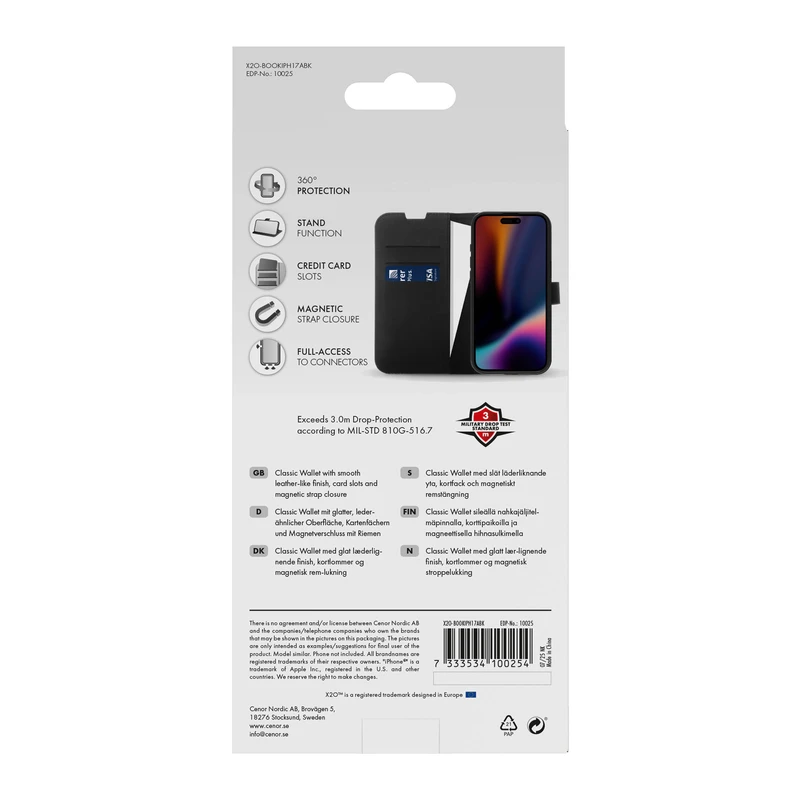 X2O Classic Wallet Apple iPhone Air Black - 3410025