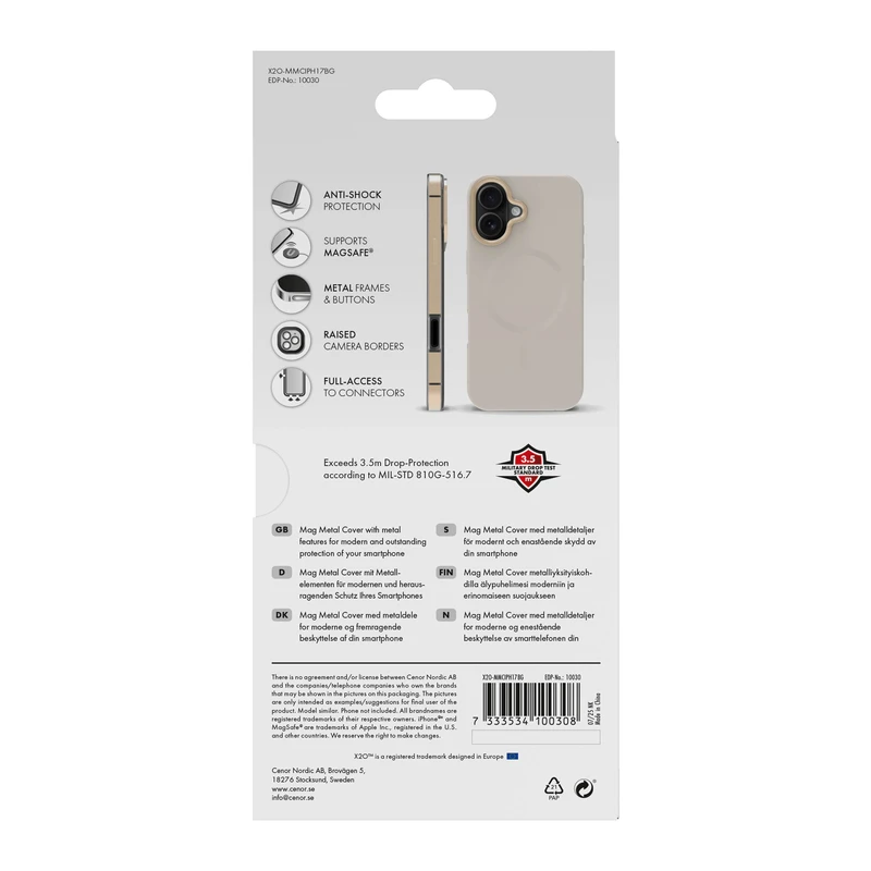 X2O Mag Metal Cover Apple iPhone 17 Beige/Gold - 3410030