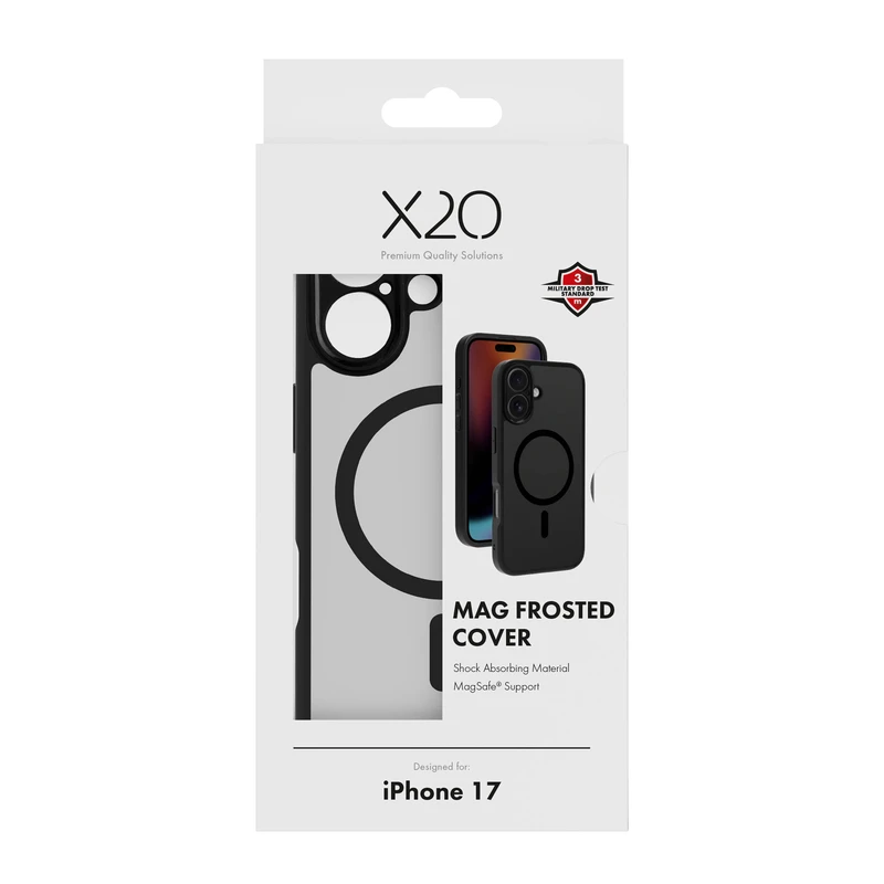 X2O Mag Frosted Cover Apple iPhone 17 Semi-Transparent/Black - 3410031