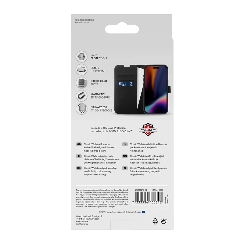 X2O Classic Wallet Apple iPhone 17 Black - 3410034