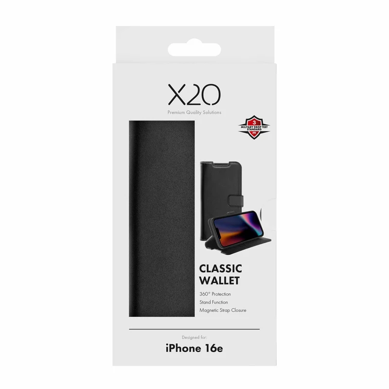 X2O Classic Wallet Apple iPhone 17e/16e Black - 3410079