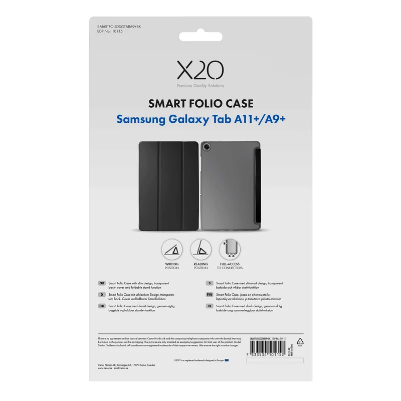 X2O Smart Folio Case Samsung Galaxy Tab A11+/A9+ Black - 3410115