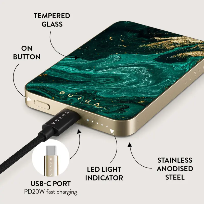Burga Emerald Pool - MagSafe Power Bank 5000 mAh Gold - 4108379