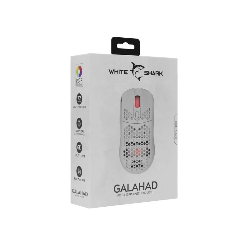 White Shark GALAHAD Gaming Mice 6D 7.200dpi White - 7326624