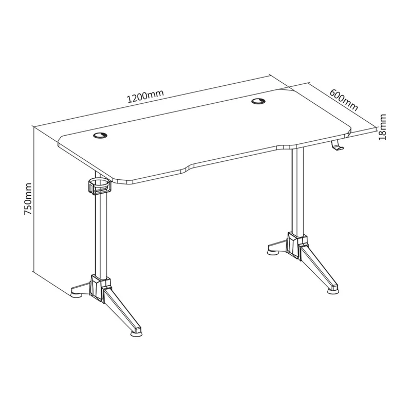 White Shark FIRE SHADOW Gaming Desk 120x60x75cm Black/Red - 7326764