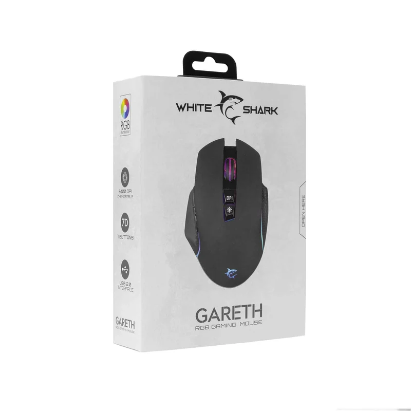 White Shark GARETH Gaming Mice 7D 6.400dpi Black - 7326896