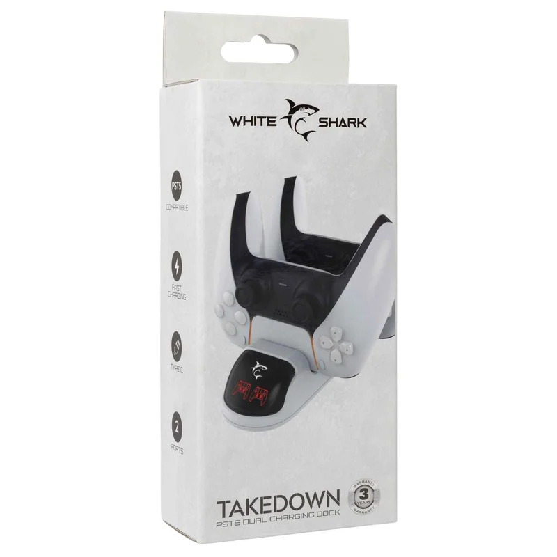 White Shark TAKEDOWIN PS5 Controler Charging Dock White - 7326944