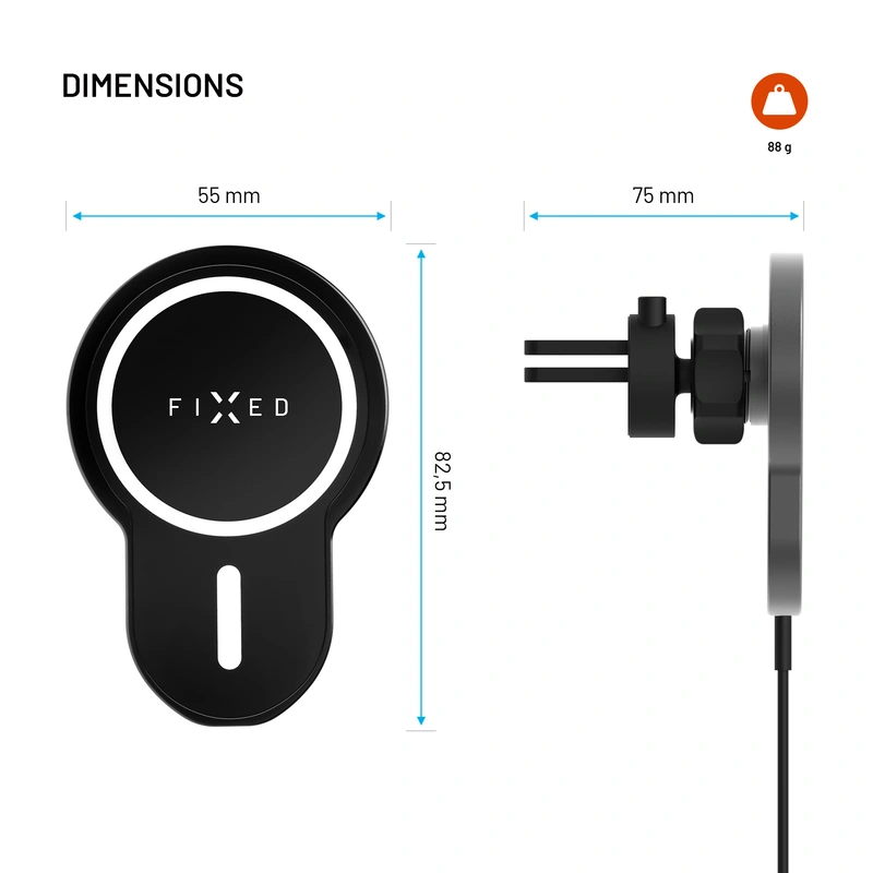 FIXED MagClick 15W Airvent Car Mount Black - 8012231