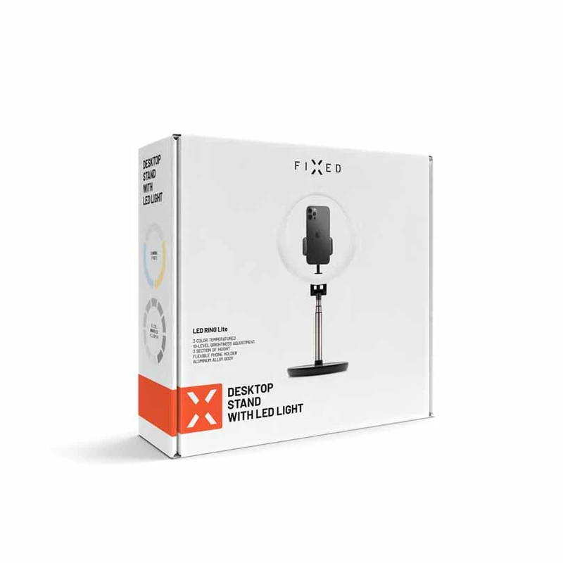 FIXED LED Ring Lite Desktop Phone Tripod Stand Black - 8012895