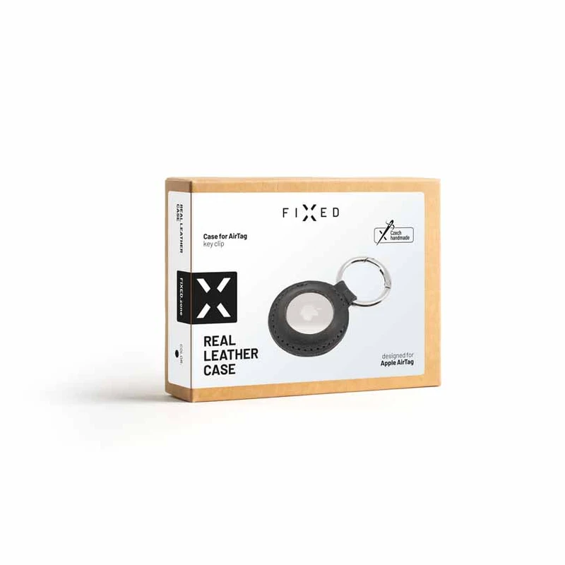 FIXED Real Leather Keychain Case for AirTag Black - 8013166