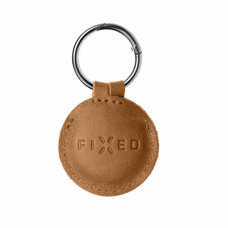 FIXED Real Leather Keychain Case for AirTag Brown - 8013169