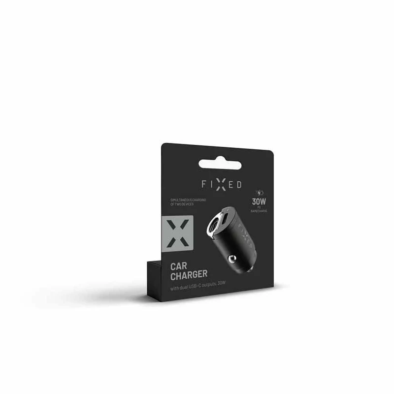 FIXED Super Fast Car Charger 30W 2x USB-C PD Black - 8013473