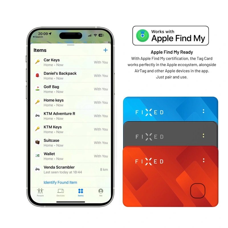 FIXED Tag Card Tracker for Apple Find My Black - 8014665