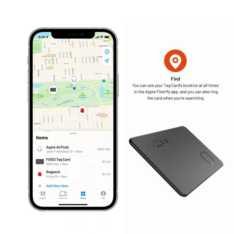 FIXED Tag Card Tracker for Apple Find My Black - 8014665