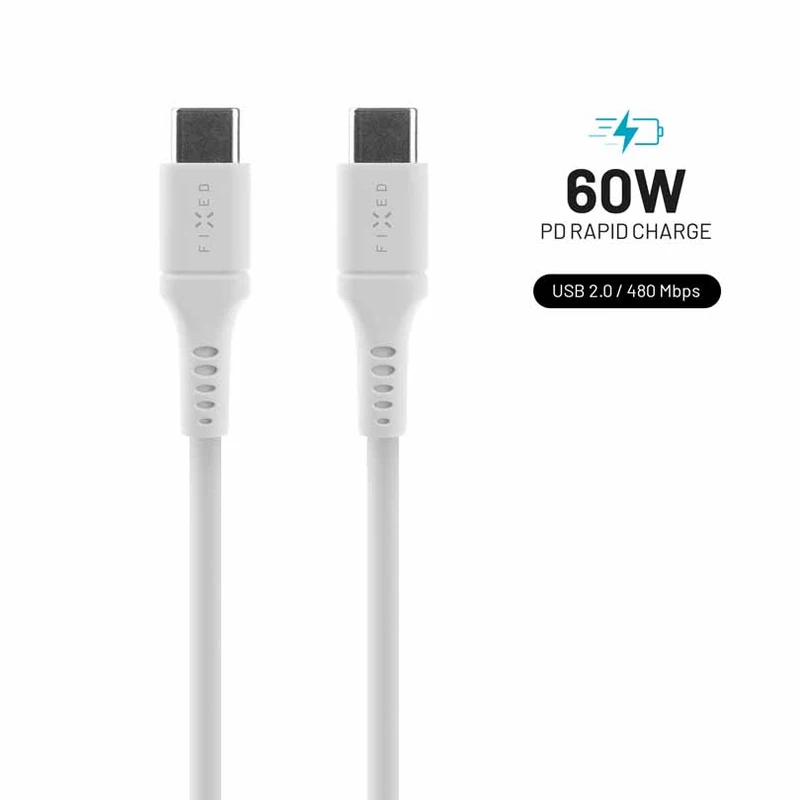 FIXED LIQUID Silicone cable 60W USB-C/C 1.2m White - 8014728