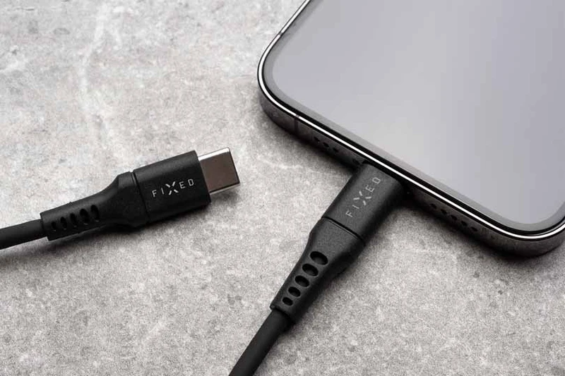 FIXED LIQUID Silicone cable USB-C/Lightning 0.5m Black - 8014731