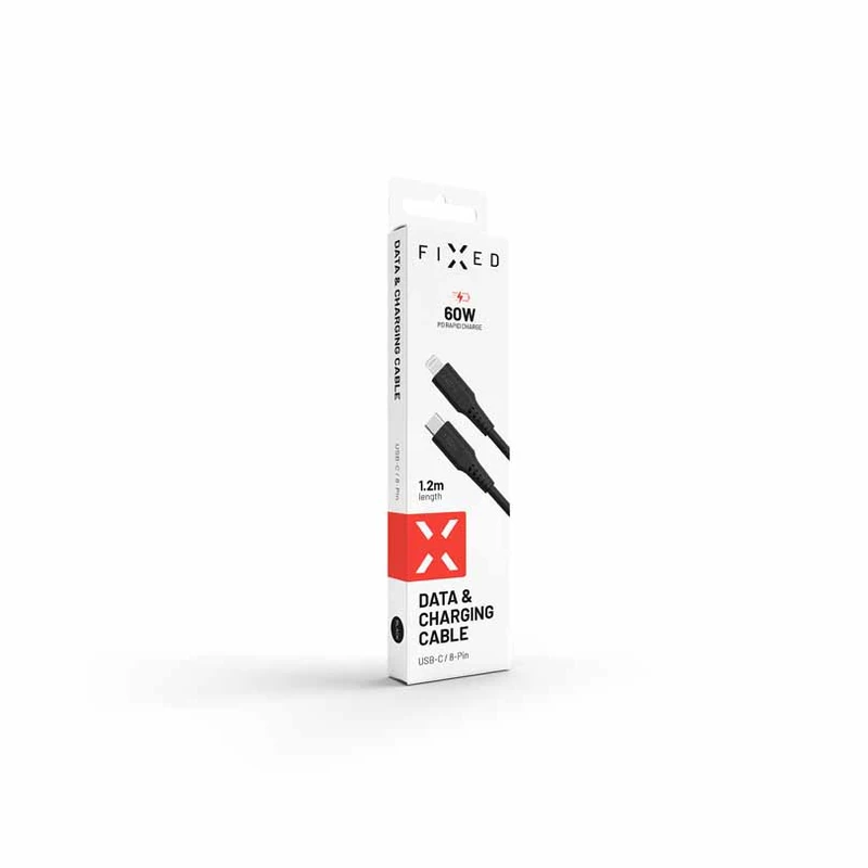 FIXED LIQUID Silicone cable USB-C/Lightning 1.2m Black - 8014733