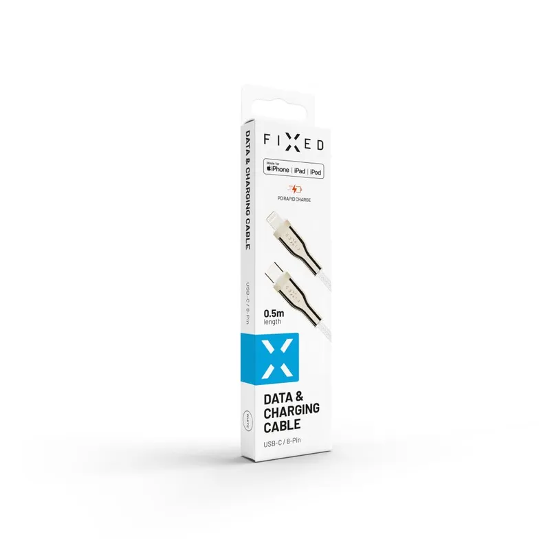 FIXED METAL series USB-C/Lightning MFI cable 0.5m White - 8014743