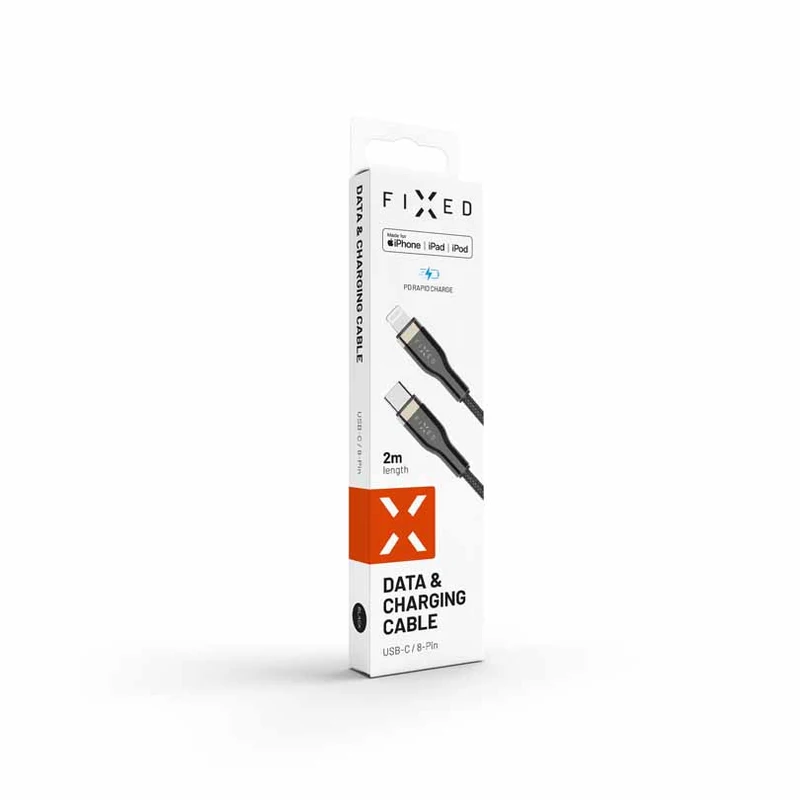 FIXED METAL series USB-C/Lightning MFI cable 2m Black - 8014746