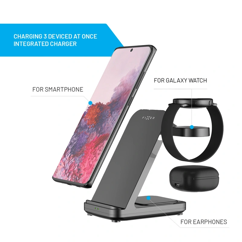 FIXED 3in1 Wireless Charging station for Samsung Black - 8015422