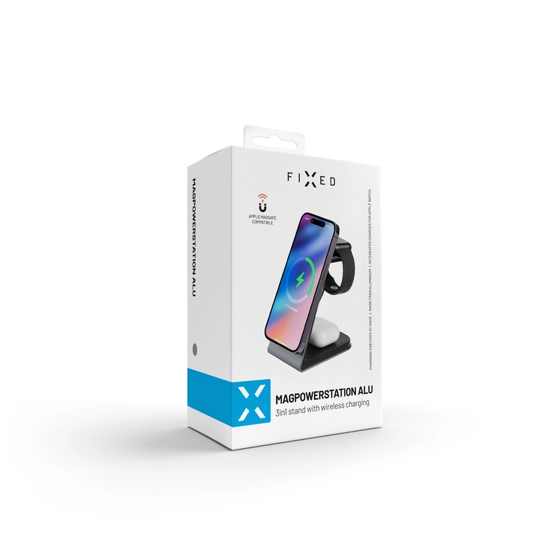 FIXED 3in1 Mag Aluminum Wireless Charging station Black - 8015423