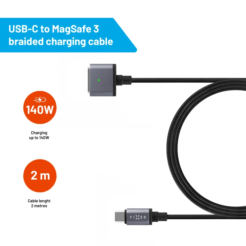 FIXED MacBook MagSafe 3 140W USB-C Cable 2m Black - 8016104