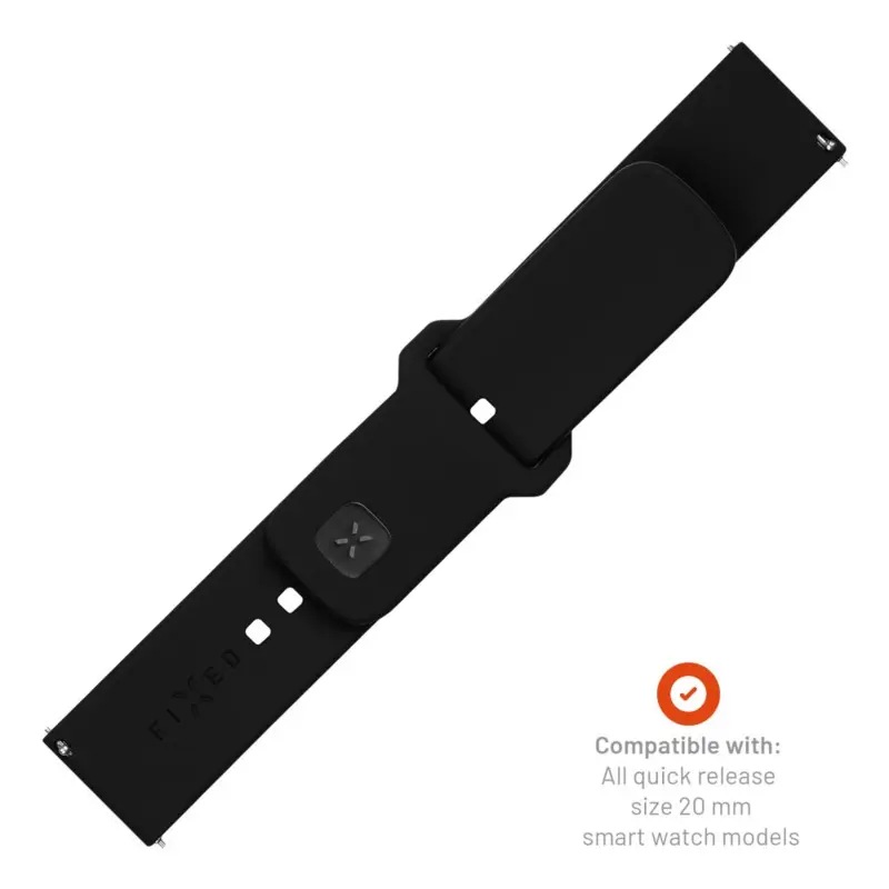 FIXED Silicone Strap Smartwatch Universal 20 mm Black - 8016122