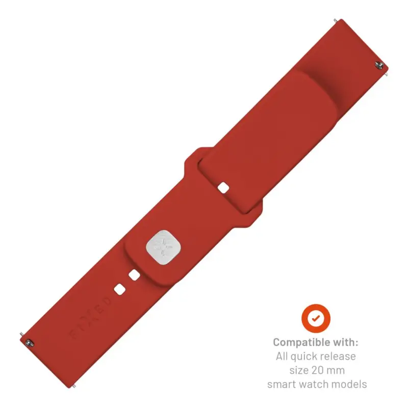 FIXED Silicone Strap Smartwatch Universal 20 mm Red - 8016124