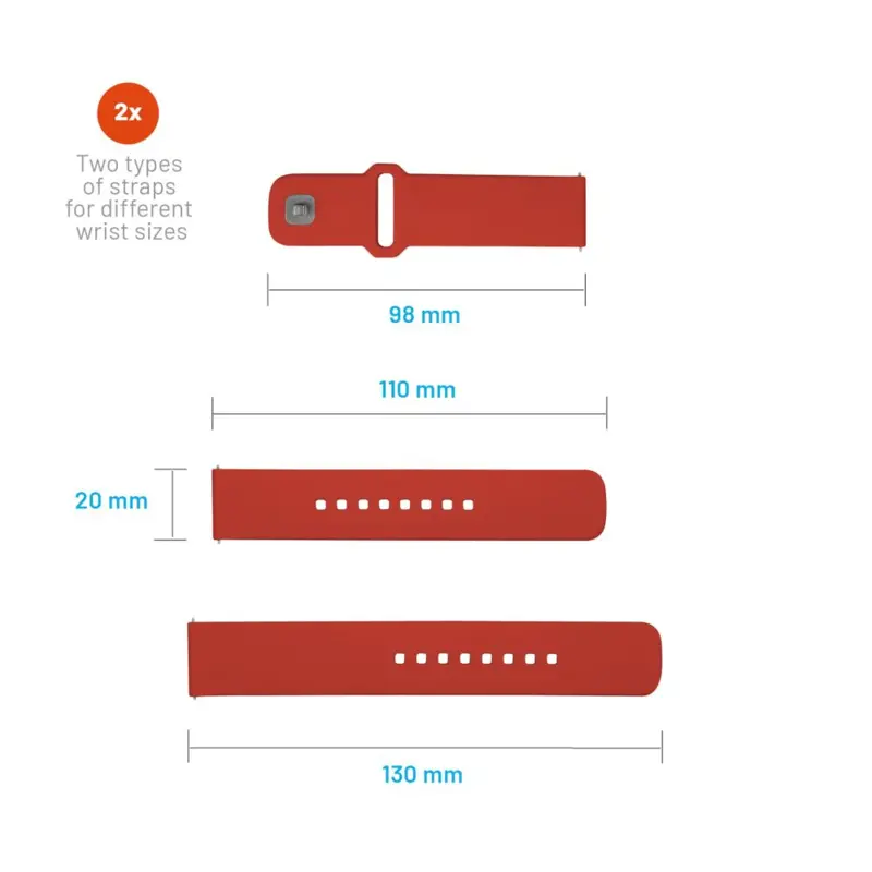 FIXED Silicone Strap Smartwatch Universal 20 mm Red - 8016124