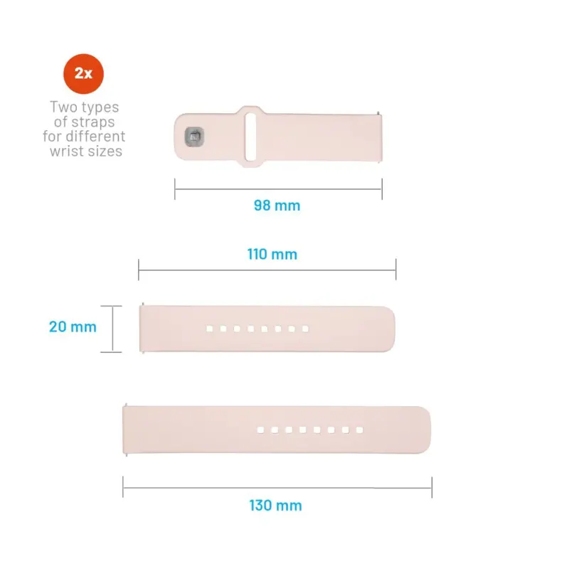 FIXED Silicone Strap Smartwatch Universal 20 mm Pink - 8016125